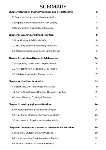 BUNDLE | Nutrition in the stages of life eBook | 5 Informative PDFs | 1 Excel Planner